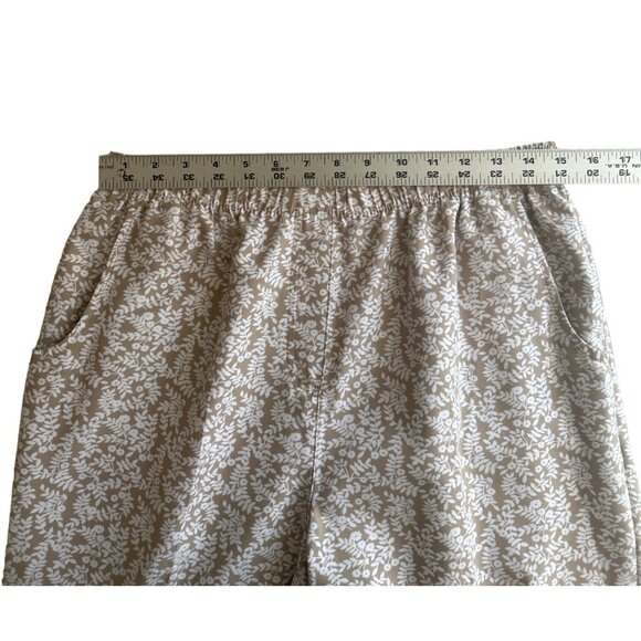 Alia Women's Tan & White Floral Print Capri Pants Size 12 - Picture 4 of 6
